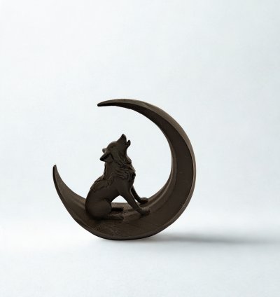 3D Kurt ve Hilal Figürü – Mistisizm ve Gücün Simgesi Dekor