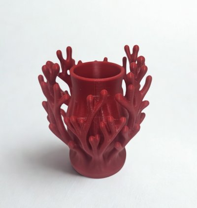 Kırmızı Mercan Tasarımlı 3D Vazo – Doğadan İlham Alan Dekoratif Obje
