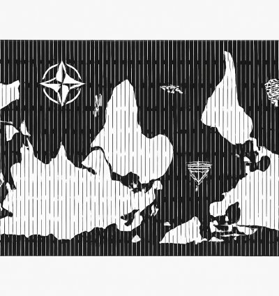 Sanatsal Dünya Haritası Paneli – Alternatif Projeksiyonlu Duvar Dekoru