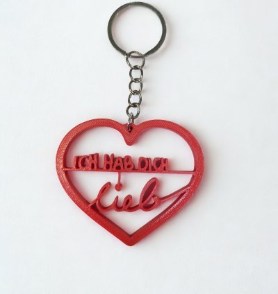 Ich Hab Dich Lieb Yazılı 3D Kalp Anahtarlık – Romantik ve Anlamlı Tasarım
